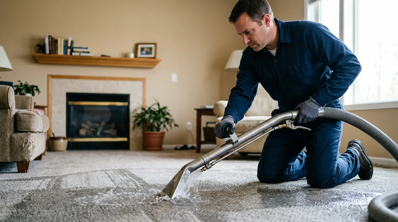 Water damage restoration technician working near San Angelo, TX